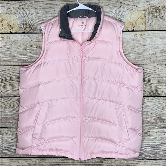 Lands' End Jackets & Blazers - Lands End Women’s Pink Puffy Vest 16/18